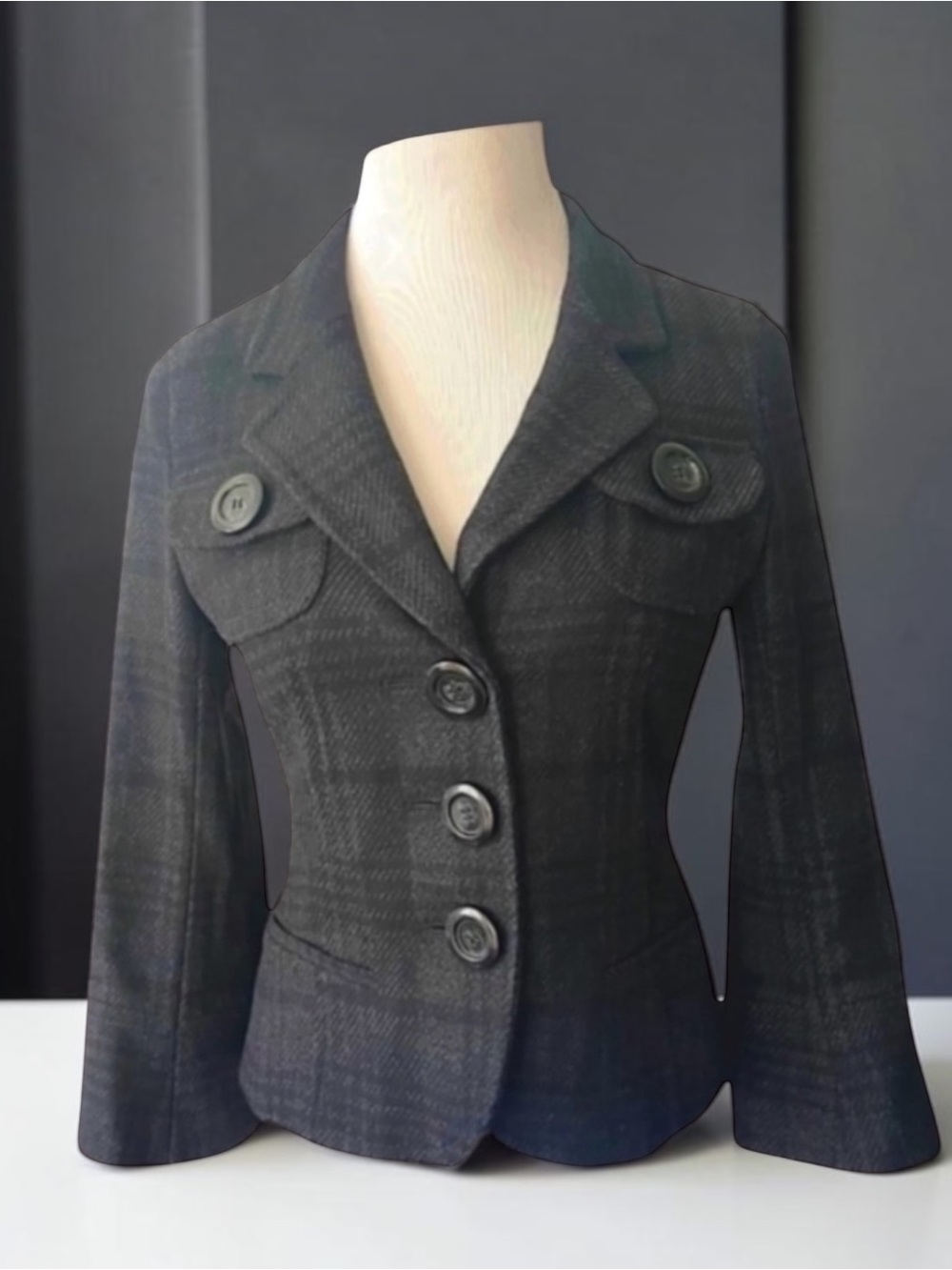 GERARD DAREL GREY WOOL BLEND CROPPED JACKET SIZE EU 36